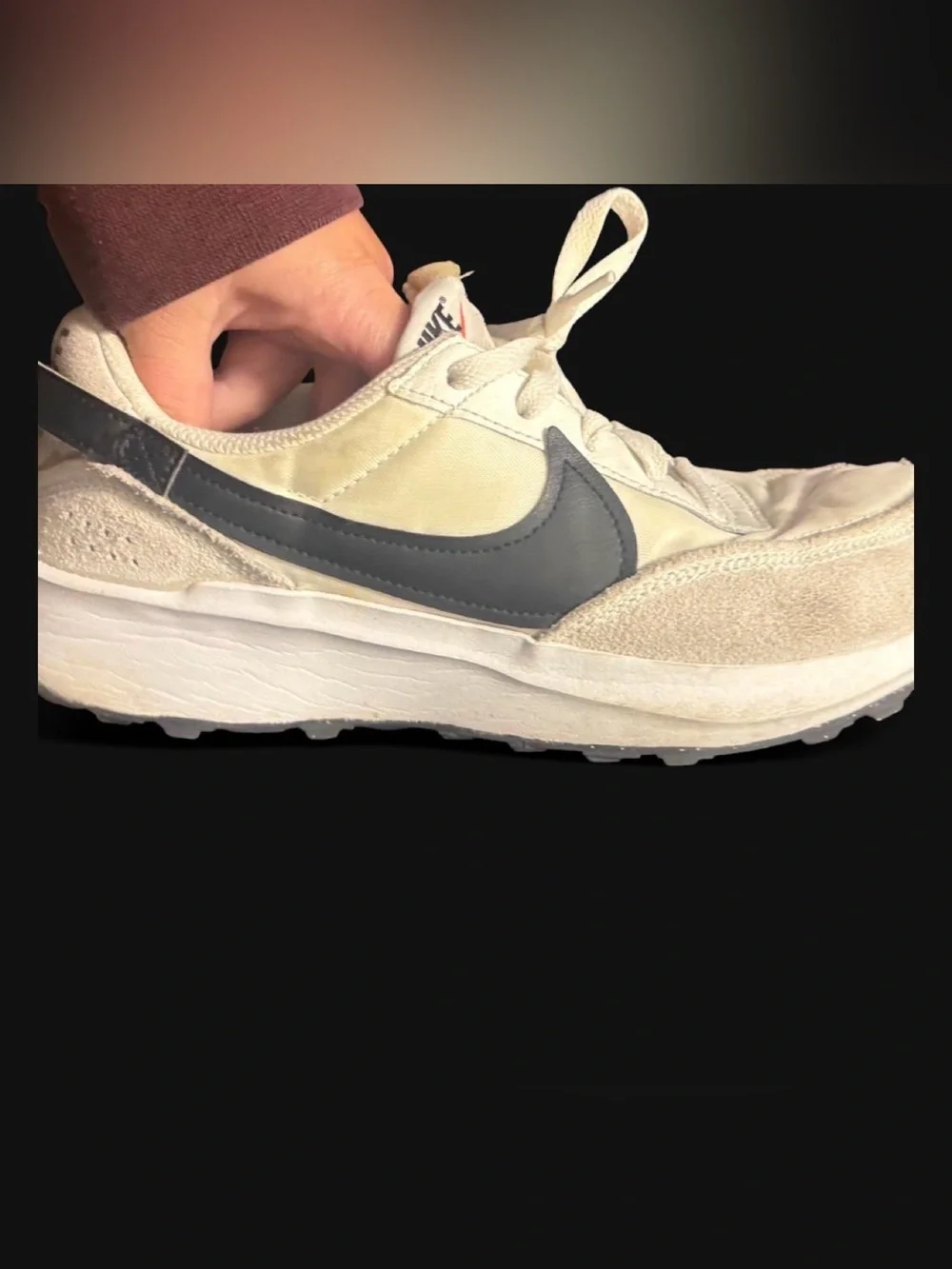 Nike Waffle Debut Sneakers Sanddrift White Black Retro Men 7.5 / Women 9